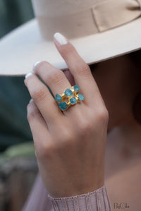 Rough Aqua Chalcedony Ring * 18k Gold Plated Ring * Statement Ring *Gemstone Ring * handmade * Boho * BJR124