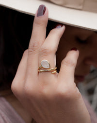 Moonstone Ring * 18k Gold Plated Ring * Statement Ring * Gemstone Ring * White * Bridal Ring * Wedding Ring * Organic Ring * Natural BJR109