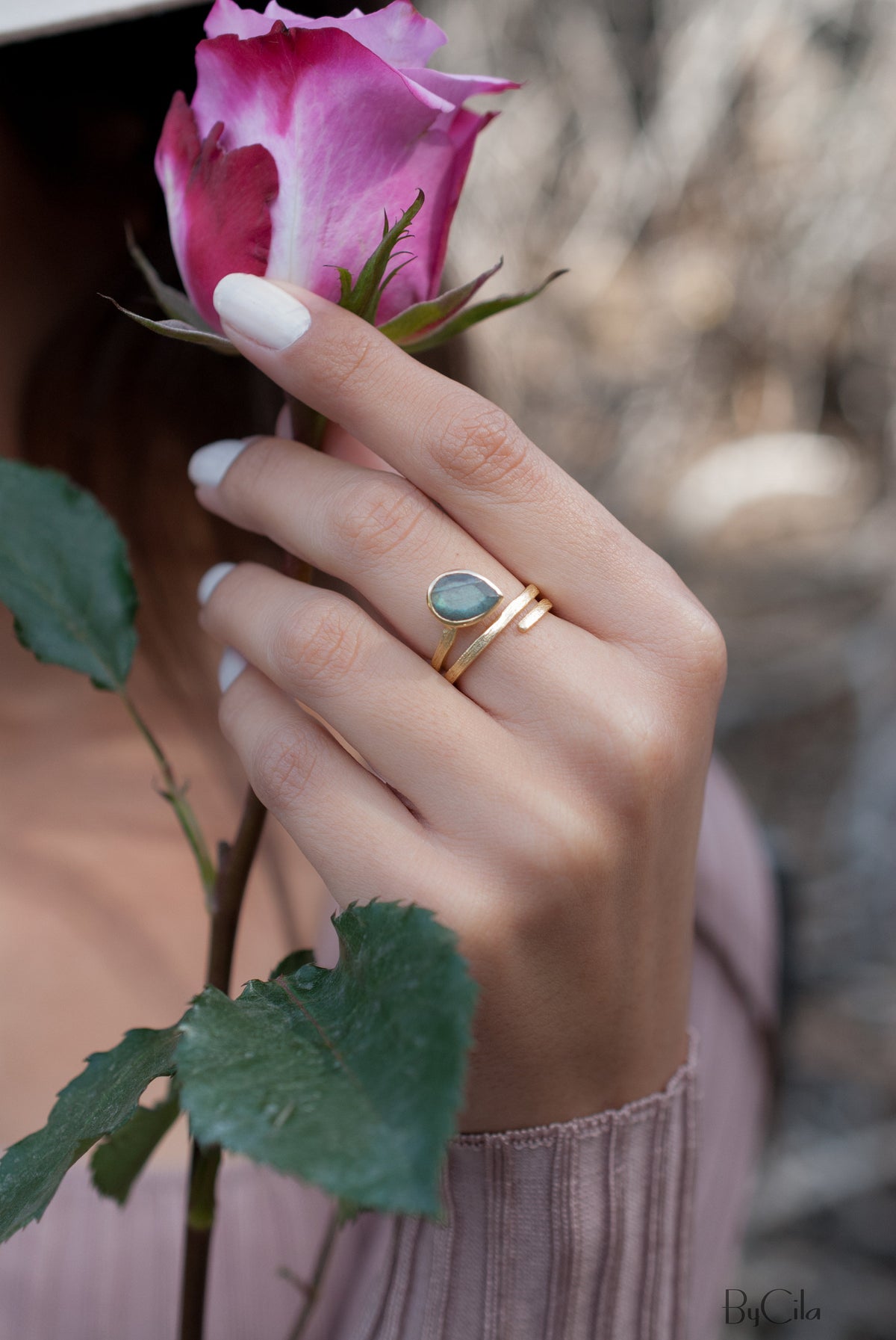 Labradorite Ring * 18k Gold Plated Ring * Statement Ring * Gemstone Ring * Bridal Ring * Wedding Ring * Organic Ring * Natural BJR106