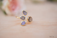Labradorite Ring * Gold Vermeil*  Lotus Flower *Gold * Statement* Gemstone *Bridesmaid *Natural* Handmade *Gift For Her BJR176