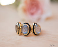 Labradorite Ring * 18k Gold Plated Ring * Statement Ring *Gemstone Ring * handmade * Black details * BohoBlack details * BJR127
