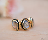 Labradorite Ring * 18k Gold Plated Ring * Statement Ring *Gemstone Ring * handmade * Black details * BohoBlack details * BJR127