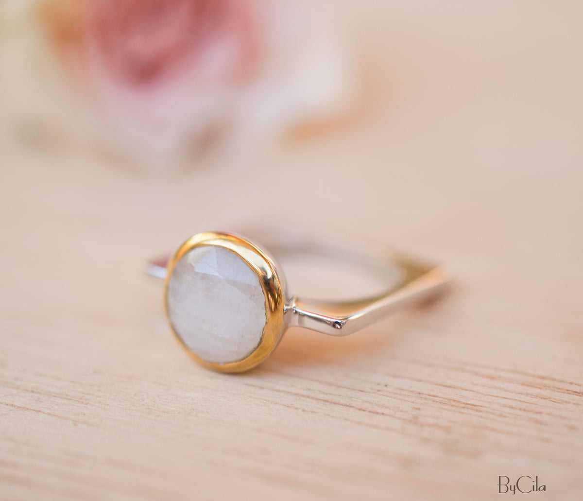 Moonstone Square Ring *  Silver Plated * Statement Ring *Gemstone Ring *Bridal Ring *Organic Ring *Natural * BJR165