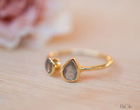 Labradorite Ring *Adjustable Gold Vermeil * Statement*Gemstone * Wedding Bridesmaid *Boho *Bohemian *Handmade BJR172