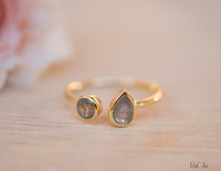 Labradorite Ring *Adjustable Gold Vermeil * Statement*Gemstone * Wedding Bridesmaid *Boho *Bohemian *Handmade BJR172