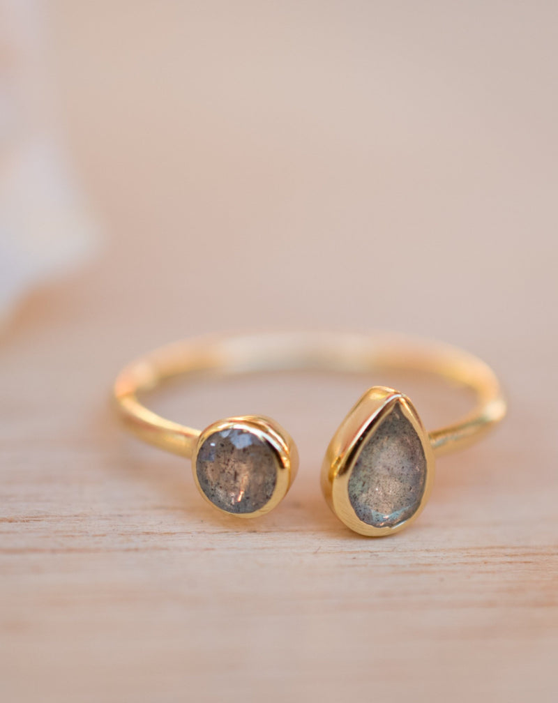 Labradorite Ring *Adjustable Gold Vermeil * Statement*Gemstone * Wedding Bridesmaid *Boho *Bohemian *Handmade BJR172