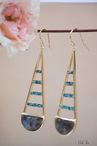 Giuliana Earrings * Labradorite and Copper Turquoise * Gold Plated 18k * BJE112