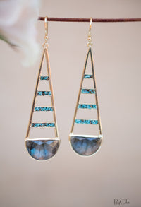 Giuliana Earrings * Labradorite and Copper Turquoise * Gold Plated 18k * BJE112