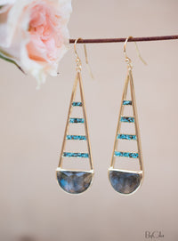 Giuliana Earrings * Labradorite and Copper Turquoise * Gold Plated 18k * BJE112