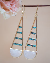 Giuliana Earrings * Moonstone and Copper Turquoise * Gold Plated 18k * BJE114