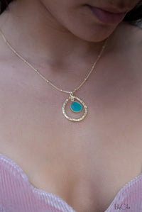 Pietra Necklace * Copper turquoise * Moonstone * Labradorite * Aqua Chalcedony * Gold Vermeil * BJN004