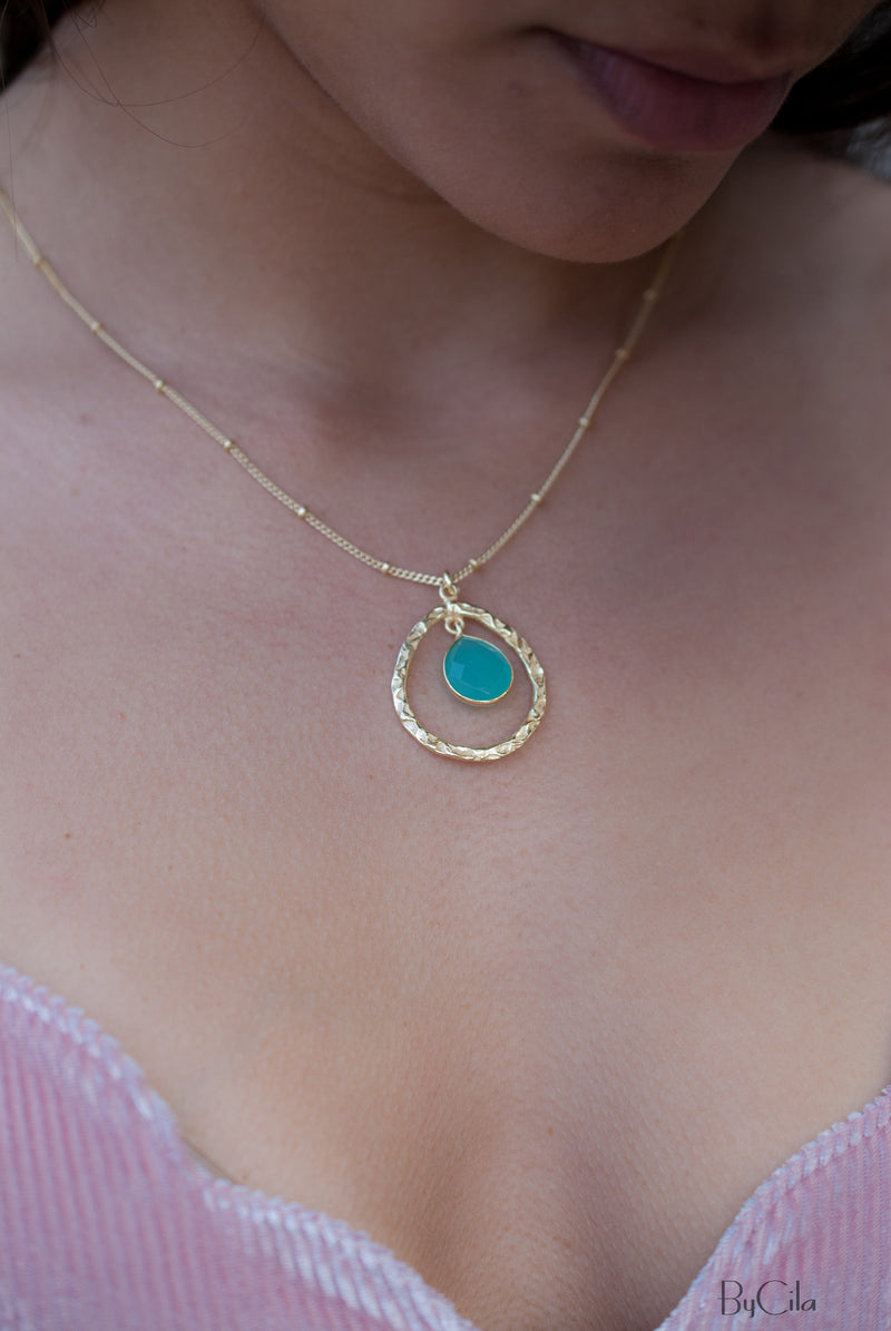 Pietra Necklace * Copper turquoise * Moonstone * Labradorite * Aqua Chalcedony * Gold Vermeil * BJN004