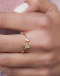 Moonstone Ring *Adjustable Gold Vermeil * Statement*Gemstone * Wedding Bridesmaid *Boho *Bohemian *Handmade BJR171