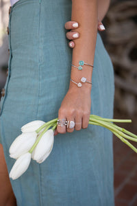 Moonstone Bangle Bracelet *Gold Plated 18k or Silver Plated* Gemstone * Gypsy * Hippie *  Adjustable * Statement *  Stacking * BJB002A