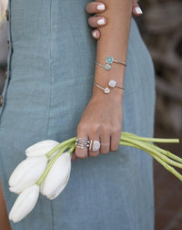 Moonstone Bangle Bracelet *Gold Plated 18k or Silver Plated* Gemstone * Gypsy * Hippie *  Adjustable * Statement *  Stacking * BJB002B