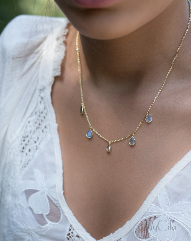 Ava Necklace * Labradorite * Gold Plated 18k * BJN039