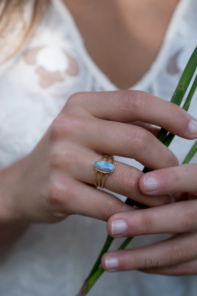 Labradorite Ring * Gold Vermeil*  *Gold * Statement* Gemstone *Bridesmaid *Natural* Handmade *Gift For Her * BJR049
