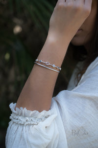 Moonstone, Labradorite & Rose Quartz * Bangle Bracelet * Gold Plated and Silver Plated * Gemstone * Adjustable *Statement * BJB032A