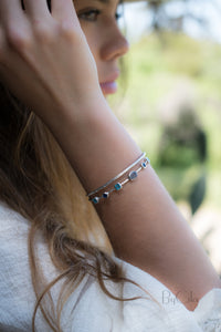 Labradorite, Green White Jade, Sapphire hydro * Bangle Bracelet * Gold Plated and Silver Plated * Gemstone * Adjustable *Statement * BJB031A