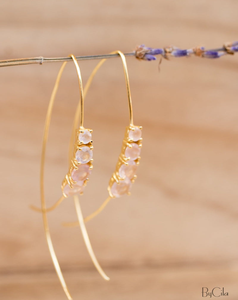 Aja Earrings * Rose Quartz * Gold Vermeil, Rose Gold Vermeil or Sterling Silver 925 * BJE046A