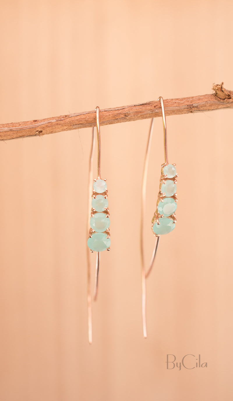 Aja Earrings * Aqua Chalcedony * Gold Vermeil, Sterling Silver, Rose Gold Vermeil * BJE045C