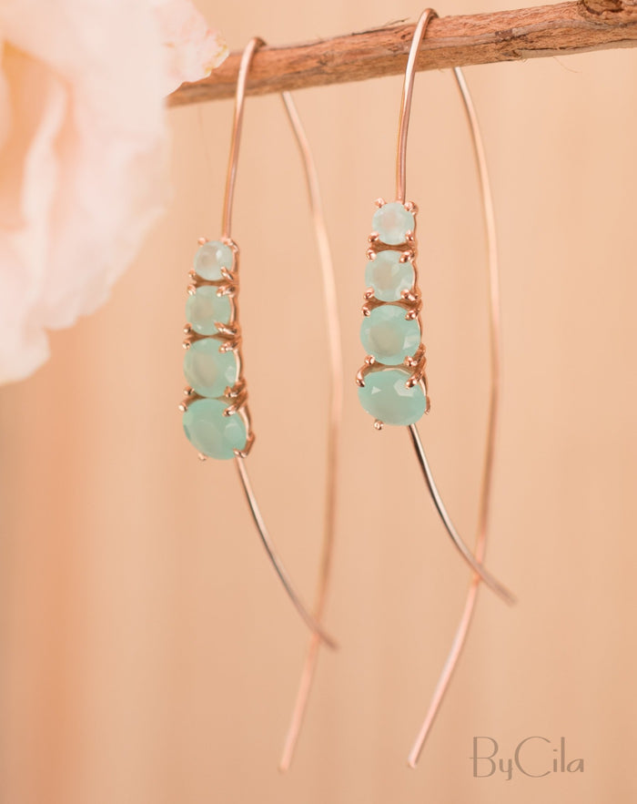 Aja Earrings * Aqua Chalcedony * Gold Plated, Sterling Silver, Rose Gold Plated * BJE045A