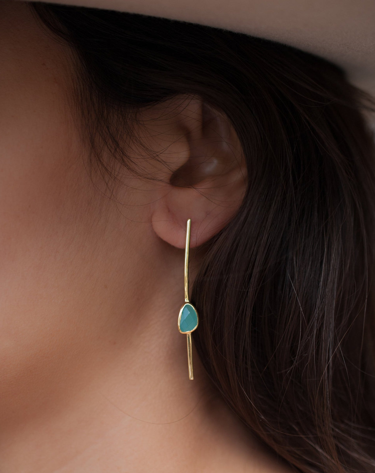 Mirella Earrings * Aqua Chalcedony * Gold Plated 18k * BJE180