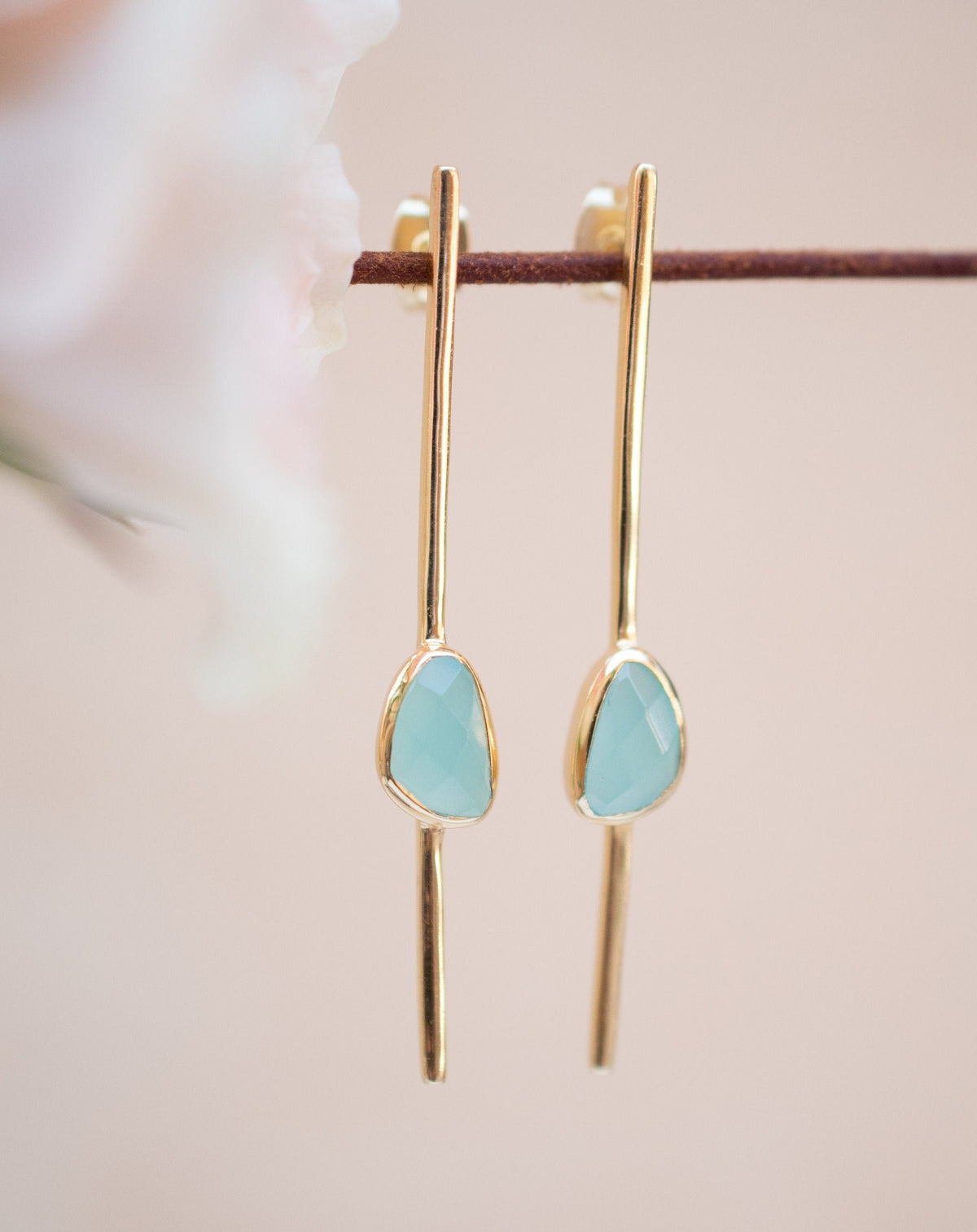 Mirella Earrings * Aqua Chalcedony * Gold Plated 18k * BJE180