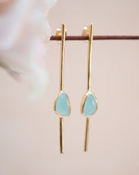 Mirella Earrings * Aqua Chalcedony * Gold Plated 18k * BJE180