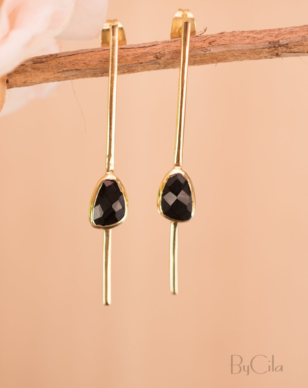 Mirella Earrings * Black Onyx * Gold Plated 18k * BJE181