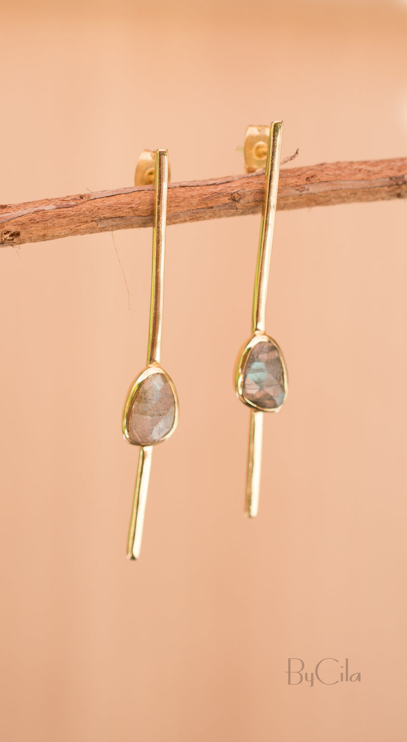 Mirella Earrings * Labradorite * Gold Plated 18k * BJE177