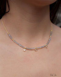 Fernanda Necklace * Labradorite and Synthetic Sapphire or Labradorite and Clear Quartz * Gold Vermeil * BJN036