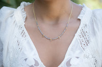 Fernanda Necklace * Labradorite and Synthetic Sapphire or Labradorite and Clear Quartz * Gold Vermeil * BJN036