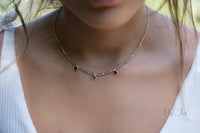 Fernanda Necklace * Labradorite and Clear Quartz or Labradorite and synthetic Sapphire *Gold Vermeil * BJN035