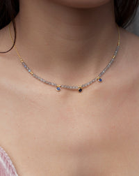 Fernanda Necklace * Labradorite and Synthetic Sapphire or Labradorite and Clear Quartz * Gold Vermeil * BJN036