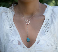 Isabel Lariat Necklace * Copper Turquoise* Rose Gold Filled, Gold Filled or Sterling Silver * BJN060