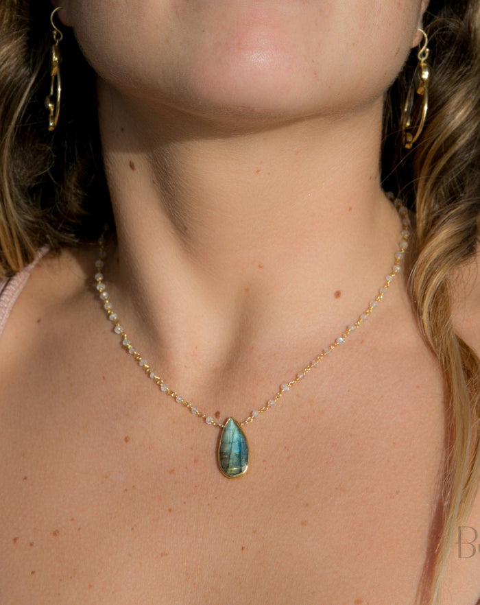 Luana Necklace * Labradorite & Moonstone * Gold Vermeil * BJN070