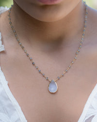 Luana Necklace * White druzy Tear Drop & Labradorite * Gold Vermeil * BJN069