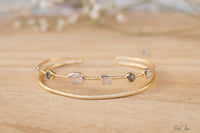Moonstone, Labradorite & Rose Quartz * Bangle Bracelet * Gold Plated and Silver Plated * Gemstone * Adjustable *Statement * BJB032A