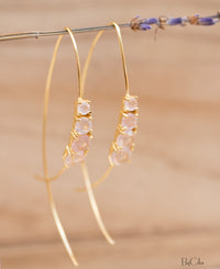 Aja Earrings * Rose Quartz * Gold Vermeil, Rose Gold Vermeil or Sterling Silver 925 * BJE046C