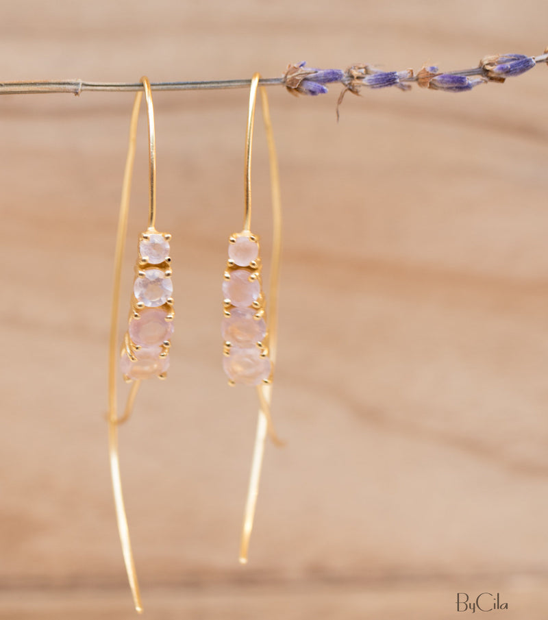 Aja Earrings * Rose Quartz * Gold Vermeil, Rose Gold Vermeil or Sterling Silver 925 * BJE046A