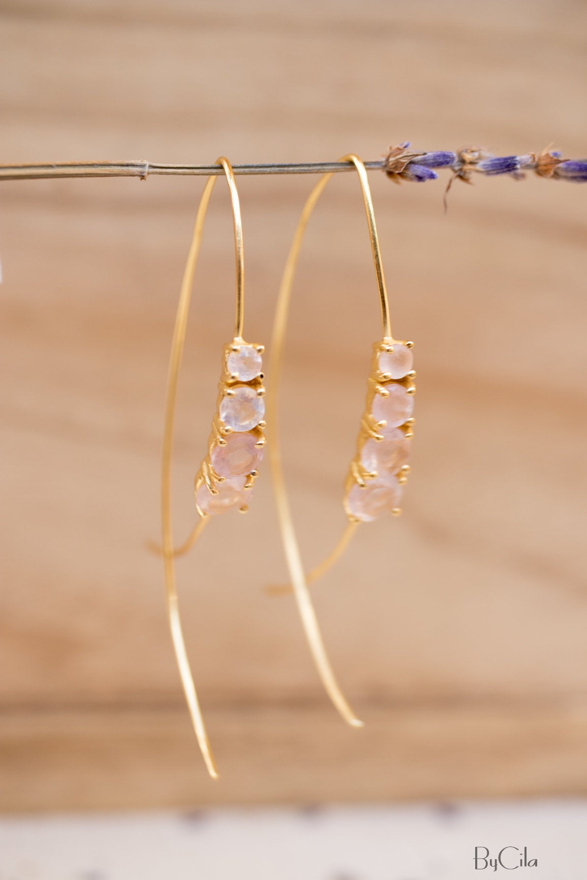 Aja Earrings * Rose Quartz * Gold Vermeil, Rose Gold Vermeil or Sterling Silver 925 * BJE046C