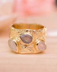 Moonstone & Labradorite Ring * 18k Gold Plated Ring * Statement Ring *Gemstone Ring * handmade * Boho BJR174