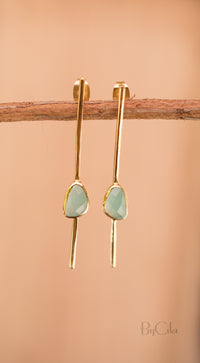 Mirella Earrings * Aqua Chalcedony * Gold Plated 18k * BJE180