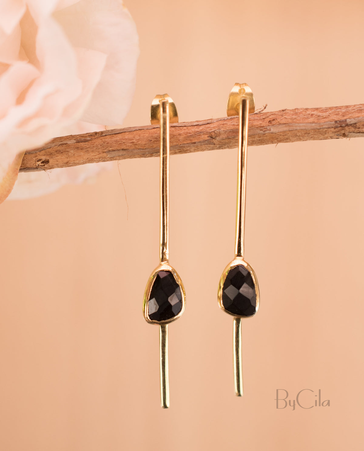 Mirella Earrings * Black Onyx * Gold Plated 18k * BJE181