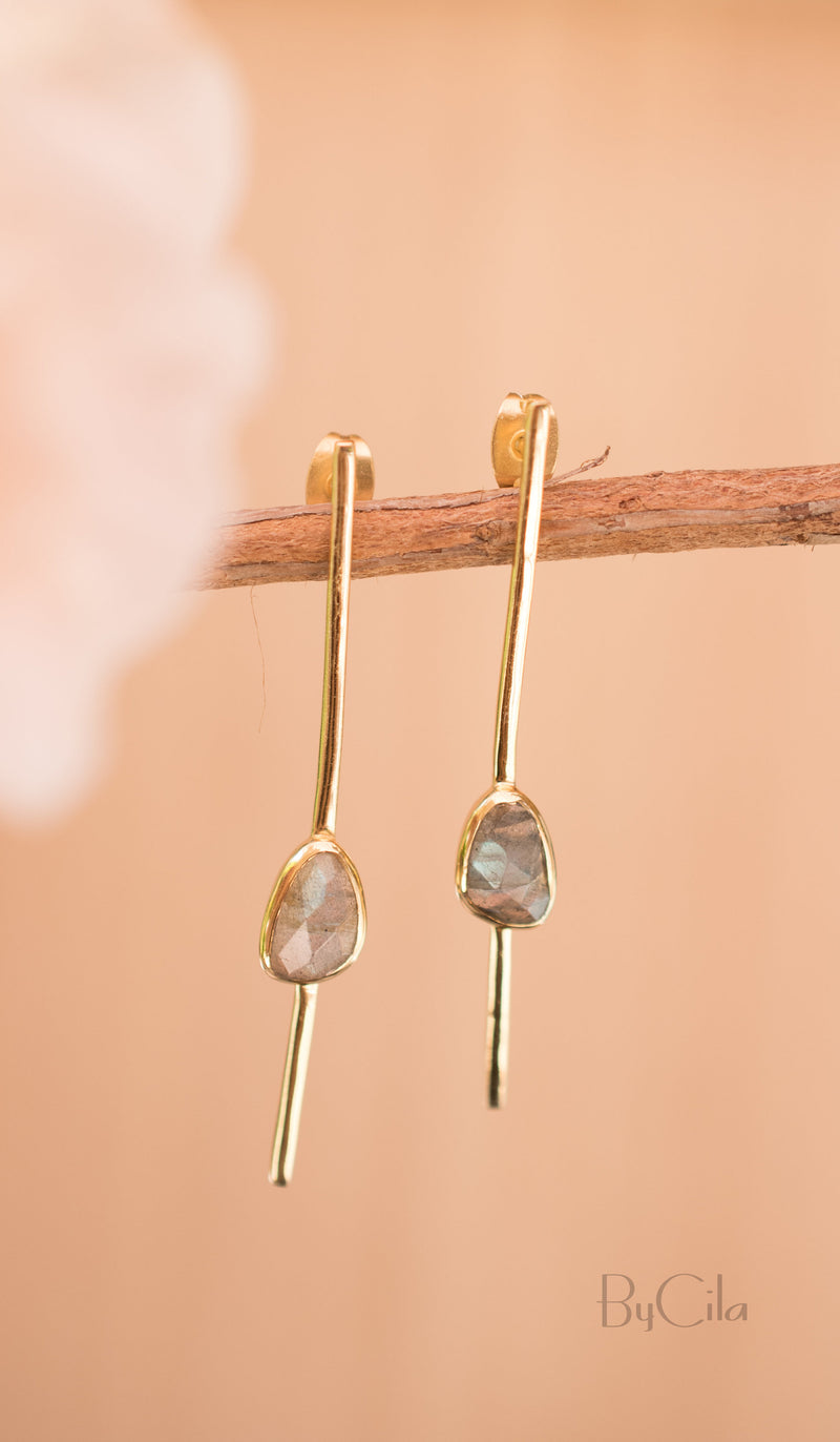 Mirella Earrings * Labradorite * Gold Plated 18k * BJE177