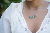 Elisa necklace * Rough Aqua Chalcedony  * Gold Plated 18k * BJN031