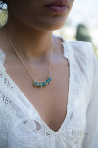 Elisa necklace * Rough Aqua Chalcedony  * Gold Plated 18k * BJN031