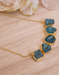 Elisa necklace * Rough Aqua Chalcedony  * Gold Plated 18k * BJN031