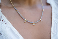 Fernanda Necklace * Labradorite and Synthetic Sapphire or Labradorite and Clear Quartz * Gold Vermeil * BJN036